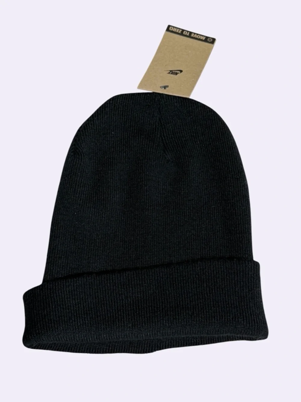 Nike Black Knit Beanie with White Swoosh NWT